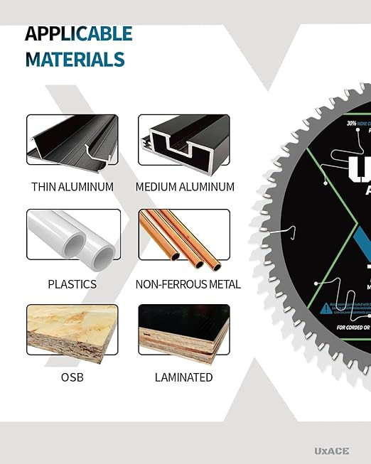 6-1/2-Inch 54-Tooth Circular Saw Blade, 5/8-Inch Arbor, Aluminum, Non-Ferrous Metal Cutting Blade, Carbide Tip, Thin Kerf, for Thin Aluminum, Plastic, Composite
