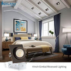 Square Bronze Recessed Lighting 4 Inch 6 Pack, Ajustable Eyeball recessed Light with Junction Box,5 Color Selectable,Airtight,9W 750LM,Dimmable,Bronze