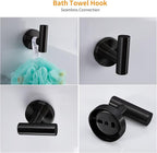 Cilee 8 Piece Matte Black Bathroom Hardware Set, 24inch Bathroom Towel bar+Towel Ring+Toilet Paper Holder+ Robe Towel Hook, SUS304 Stainless Steel Bathroom Accessory Set