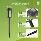 Philips 8 Packs Solar Pathway Lights Outdoor, Glass Metal Led Garden Landscape Lightings, 3000K Warm White, Waterproof for Decor Yard, Walkway, Patio, Driveway, Lawn