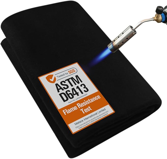 Matace 40x40 Inch Large Fireproof Welding Blanket & Pad, 5mm Thickened Fire Resistant Carbon Felt Cloth, Flame Retardant Fabric, Heat Shield for Grill Cover, Soldering, Firepit, Smoker, Black