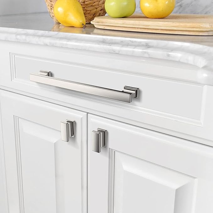 Asidrama 6 Pack 6.3 Inch(160mm) Brushed Satin Nickel Kitchen Cabinet Handles, Cabinet Pulls Kitchen Cabinet Hardware for Cupboard Drawer Pulls