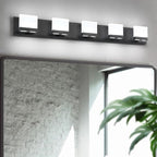 SineRise LED Modern Bathroom Vanity Light Fixtures (5-Light, 40-Inch,6000K), Matte Black Modern Acrylic Bathroom Wall Lighting Fixtures Over Mirror