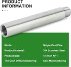 TAISHER 2PCS Stainless Steel Pipe Fittings, 1/4" NPT Male x 1/4" NPT Female Threaded, 6" Length Nipple Cast Pipe