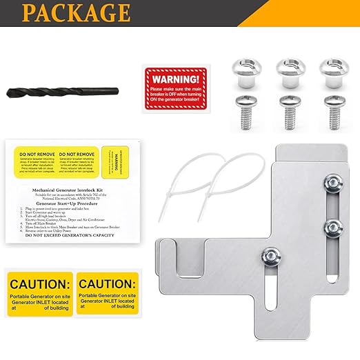 Generator Interlock Kit for Siemens or Murray 150 or 200 Amp Panels, 7/8-1 1/4 Inch Spacing Between Main and Branch Breaker