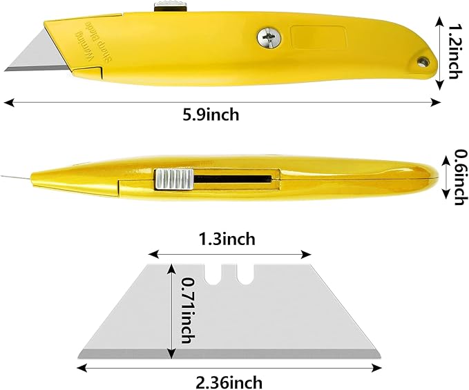 DIYSELF 2Pack Utility Knife Box Cutter Retractable Blade Heavy Duty(Yellow)