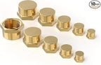 GASHER 1/8" 1/4" 3/8" 1/2" 3/4" NPT Brass Pipe Cap, NPT Female Thread Socket Pipe End Cap Plugs Fitting 10PCS