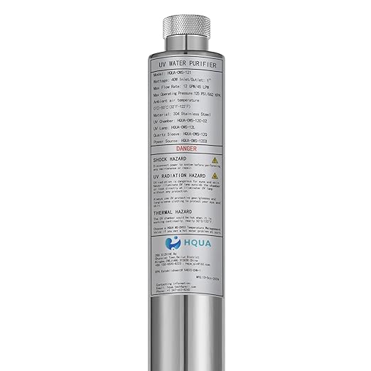 HQUA-OWS-121 120V 40W 12GPM 1” Inlet/Outlet MNPT Whole House Ultraviolet Water Purifier Filter, +1 Extra UV Bulb