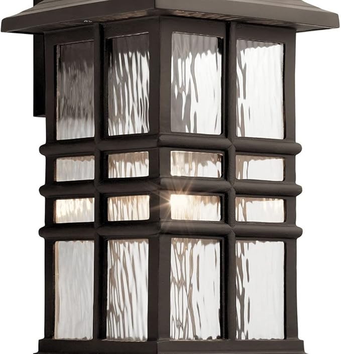 Kichler Beacon Square 17.5" 1 Light Outdoor Wall Light with Clear Hammered Glass in White