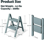 Taranta 2 Step Ladder,Aluminum Lightweight Folding 2 Step Stool with Anti-Slip Wide Pedal,330lbs Capacity Step Ladder for Household,Kitchen,Office - Serene Blue