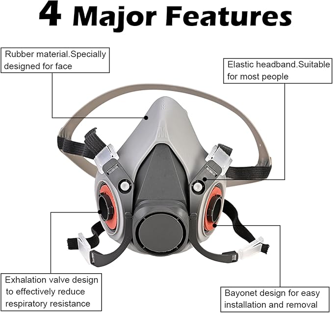 Half & Full Face Respirator Mask with Filters, Gas Masks for Construction Work, Paint, Dust, Spray, Welding, Sanding