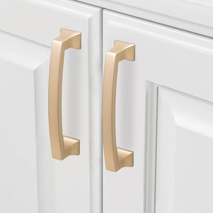 COTYKILEY 10 Pack 4 Inch(102mm) Champagne Bronze Cabinet Handles Gold Kitchen Cabinet Pulls Cabinet Door Handles Kitchen Cabinet Hardware Cupboard Drawer Pulls Dresser Handles