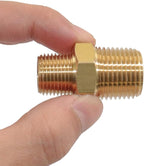 KOOTANS 1/2 NPT x 3/8 NPT Male Solid Brass Hex Nipples, Heavy Brass Pipe Adapter Fittings Reducing Nipple Connectors 4Pieces