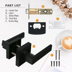 NEWBANG Solid Privacy Door Lever Handle for Bedroom Bathroom in Matte Black Finish