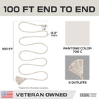 Iron Forge Cable Weatherproof 100 Ft Outdoor Extension Cord with 3 Outlets - 16/3 SJTW Heavy Duty Beige Extension Cord 3 Prong - 10 Amp Power Cable