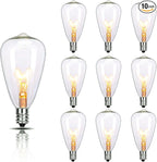 10-Pack Edison Replacement Light Bulbs, 7-Watt E12/C7 Incandescent ST38 Replacement Clear Glass Light Bulbs for Outdoor Patio String Lights, Vintage Light String