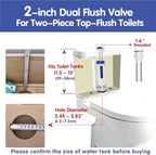 2-Inch Dual Flush Valve Repair Kit for 2-Piece Toilets, Top Push Toilet Repair Kit, Inside Tank Dual Flush Valve Replacement Kit, Includes Valve, Button, Gasket, Bolt