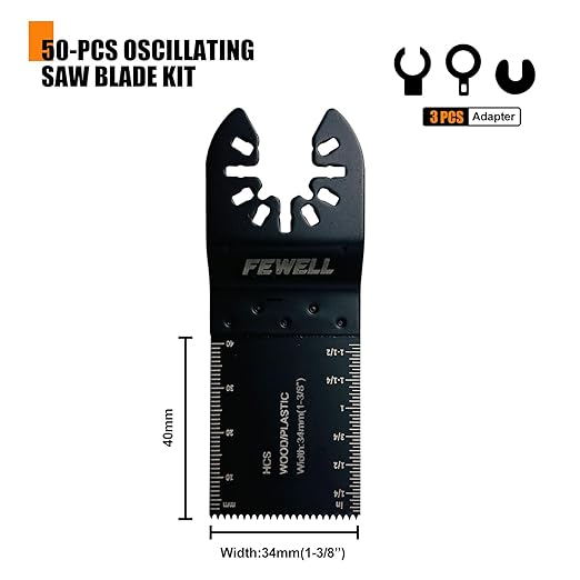 FEWELL Oscillating Saw Blades, Professional Universal Oscillating Tool for Wood and Plastics Fits Most Tools (50PCS)