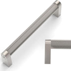 Amerdeco 10 Pack Brushed Satin Nickel knurled Cabinet Pulls 5 Inch Hole Centers Kitchen Cabinet Handles Hardware Kitchen Handles for Cabinets Handles ZH0064