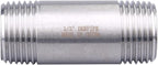 1/2" X 1/2" NPT Male Nipple Fitting - Stainless Steel Threaded Long Coupling Pipe Fitting 2" Length (pack of 2)