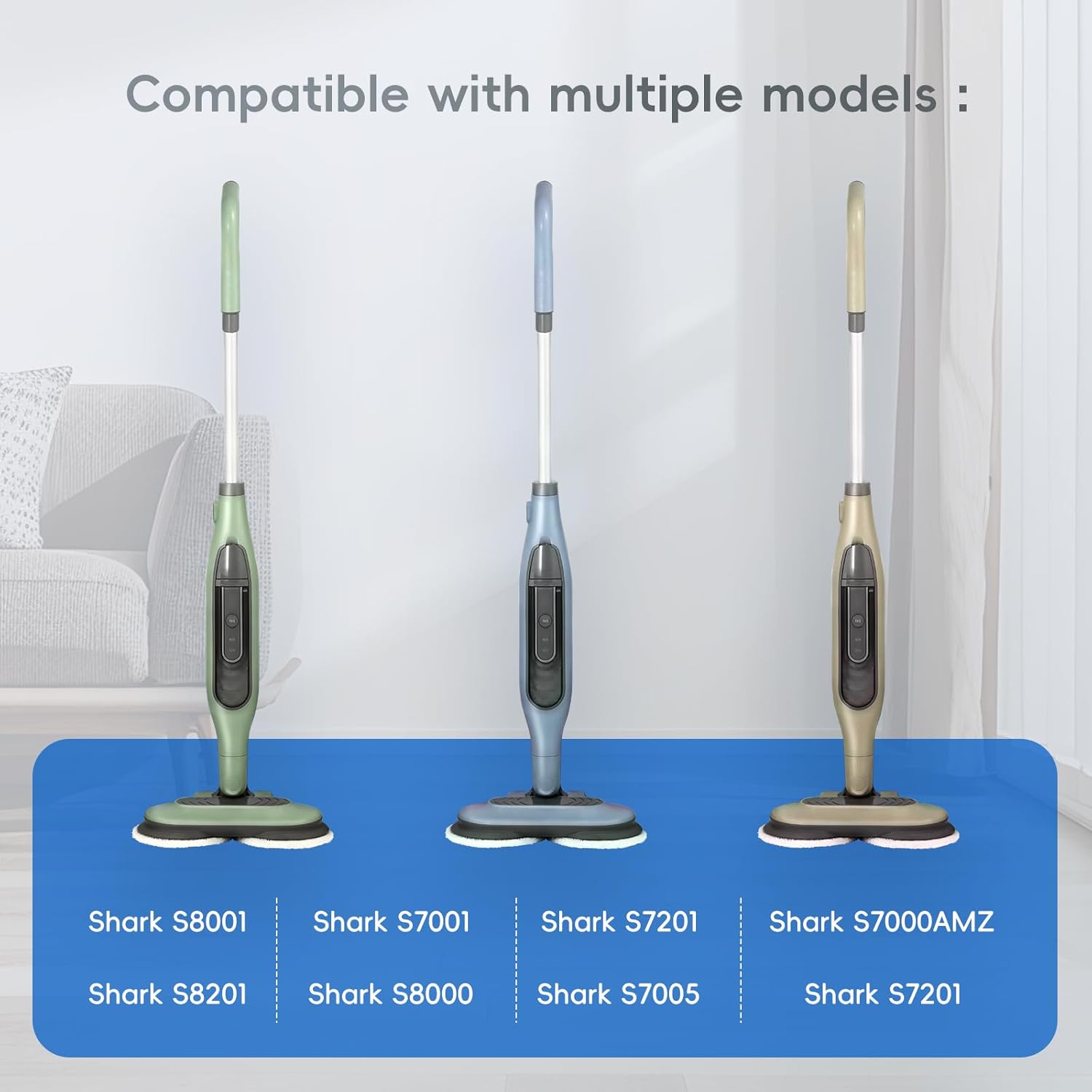 10 Pack Steam Mop Replacement Pads for Shark S8001 S7001 S7201 S7000AMZ S8201 Steamer Mop Washed Pad Repeatedly for All Floors Cleaning