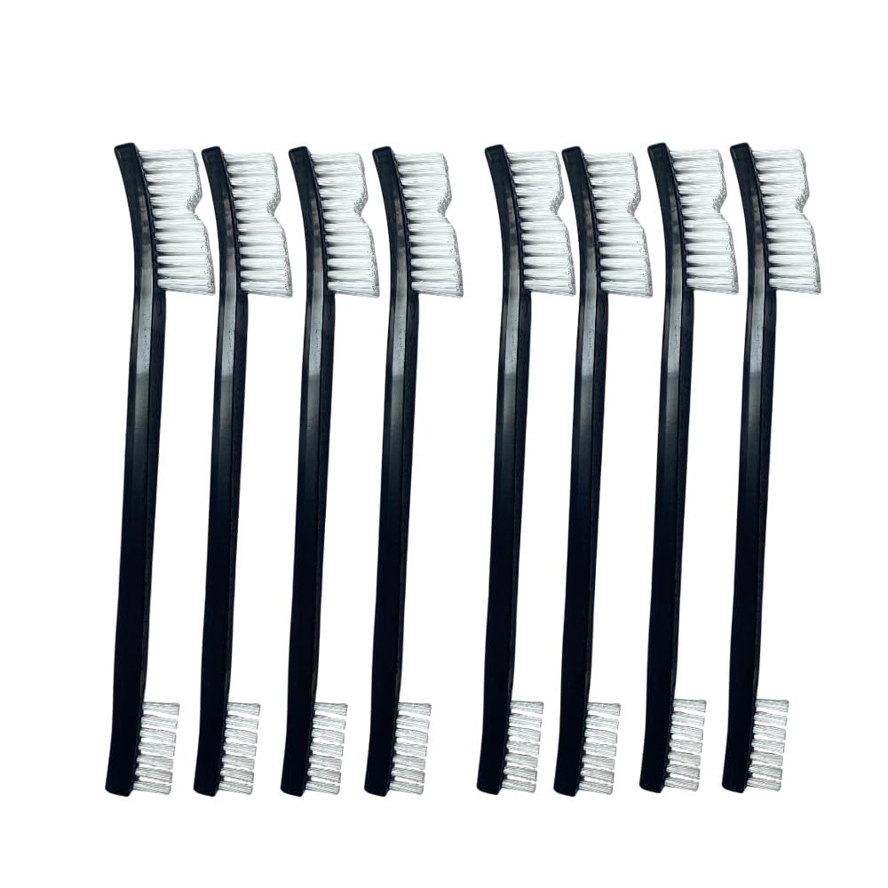 8-Pack Heavy-Duty Scrub Brush: Wire & Nylon Brushes for Grills, Guns & Sneakers – Heat-Resistant + Ergonomic Non-Slip Handle for Contains Gun Cleaning Supplies, Masonry Brush & Compact Travel Brushs