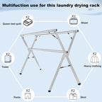 Sarahipe Sillars Clothes Drying Rack, 94.5 inches Laundry Drying Rack Clothing Foldable & Collapsible Stainless Steel Heavy Duty Clothing Drying Rack with Windproof Hooks for Indoor Outdoor