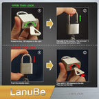 LanuBe 304 Stainless Steel keyed Alike Marine Small Padlocks for Outdoor use, 1-9/16 inch Wide Body, Stainless Steel Body, Normal Shackle, Pack of 2