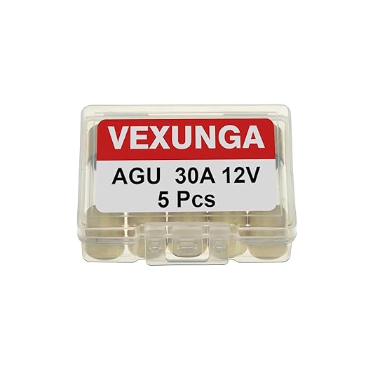 30A AGU Fuse 30 Amp Gold Plated Glass Inline Automobile Audio Fuses for Car Auto Stereo Amplifier Safety Power Protection 12V (Pack of 5 Pcs)