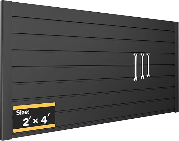 RORA Slat Wall Paneling Garage Slat Wall Storage Systems 2x4 ft Slatwall Black Heavy Duty Satwall for Tool Organization ,Pvc Slat Wall Panels,Fits for Storage and Display