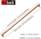 10 Pack Extra Long Cabinet Pulls 24 Inch Hole Centers(608mm),Red Copper Appliance Pulls Square Drawer Handles,Stainless Steel Furniture Hardware