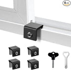 Window Locks for Up and Down Windows 4 Pack Window Stopper Sliding Window Lock for Vertical Horizontal Sliding Windows Doors with Key Aluminum Window Security Locks Child Proof(Black Small)