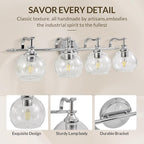 ANDY STAR 4-Light Bathroom Vanity Light, Chrome Wall Sconce, Anti-Rust Metal Bathroom Light with Hight-Quality Clear Glass, Bath Wall Lamp for Mirror, Kitchen, Living Room, Bedroom, Hallway, 30.5"