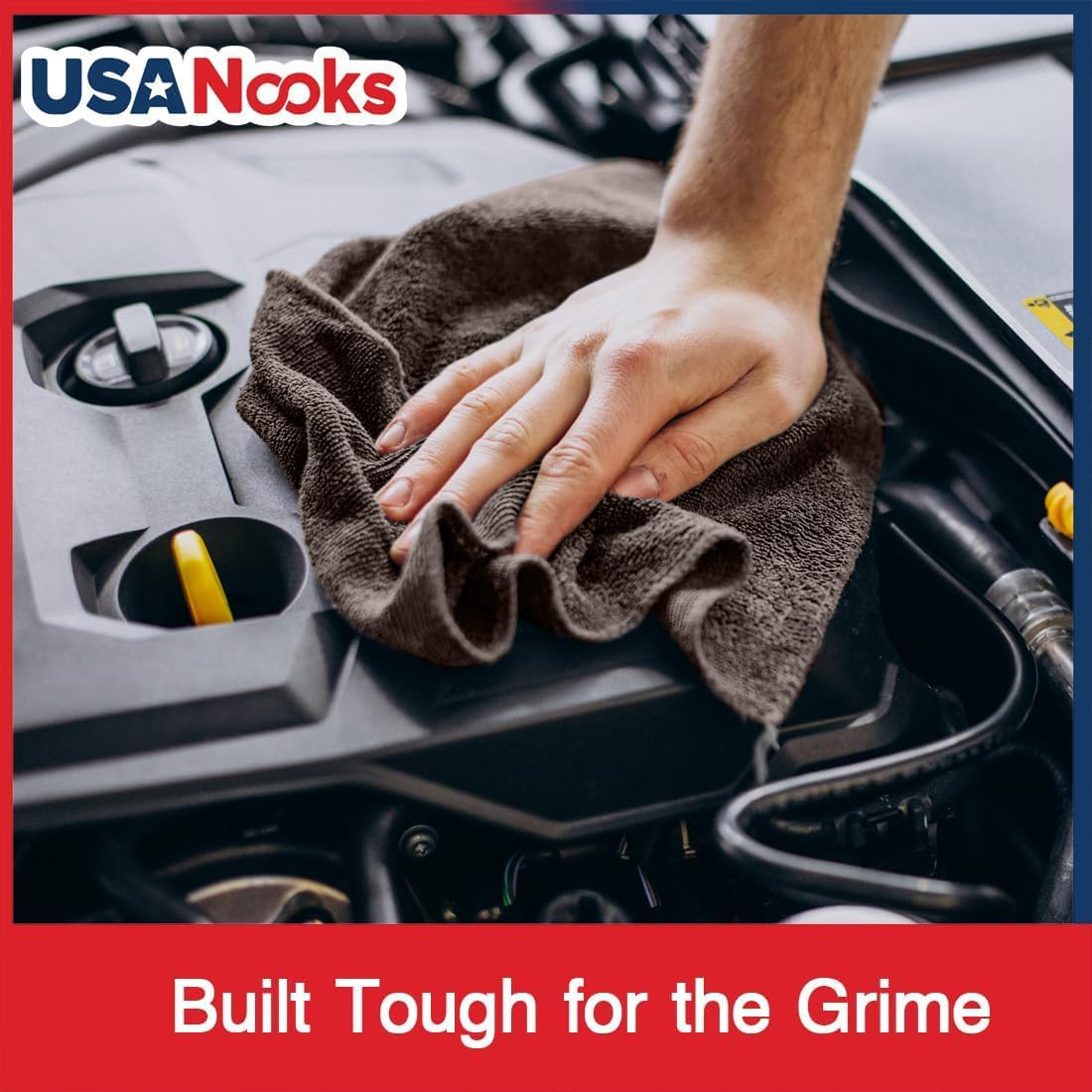 USANOOKS Microfiber Cleaning Cloth - 12Pcs(12.5x12.5 in) High Performance - 1200 Washes, Ultra Absorbent Weave Trap Grime & Liquid for Streak-Free Mirror Shine, Scratch Proof & Lint Free Cloth Brown