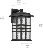 KICHLER Beacon Square 17.25" 1-Light Outdoor Wall Light with Clear Hammered Glass in Textured Black, for Exterior Doors, Garage, Porch, or Patio (17.25" x 9.5"), 49831BKT