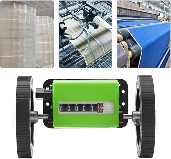 Rolling Meter Counter Digital Rolling Wheel 6 Digit Digital Length Counter for Measuring Textiles, Prints, Faux Leather, with Counter Range: 0-99999.9 Metres