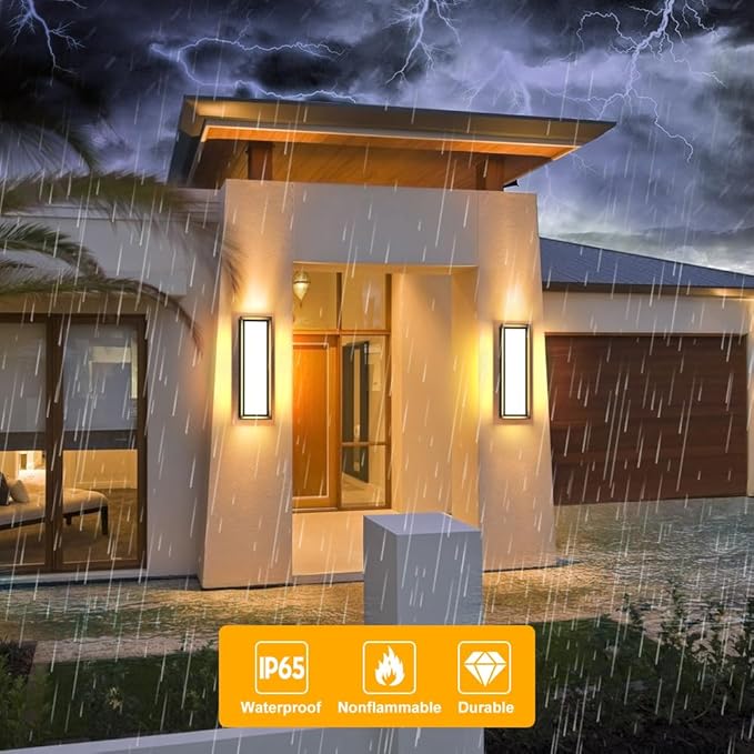 Sytmhoe 2Packs LED Outdoor Wall Lights,16inch Square 3000K 10%-100% Dimmable Exterior Wall Light Aluminum&PC Body Waterproof IP65 led Porch Light for House Patio Garage Garden(2Packs)