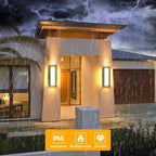 Sytmhoe 2Packs LED Outdoor Wall Lights,16inch Square 3000K 10%-100% Dimmable Exterior Wall Light Aluminum&PC Body Waterproof IP65 led Porch Light for House Patio Garage Garden(2Packs)