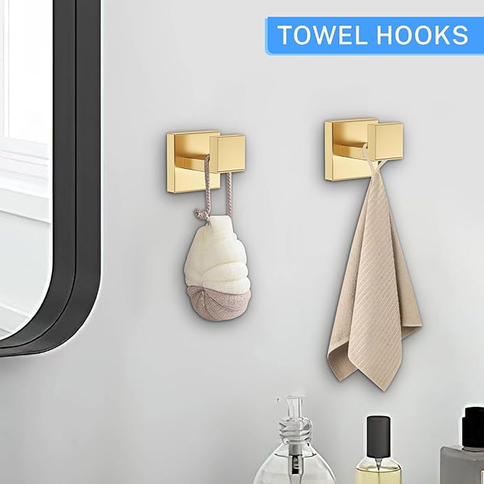 10-Piece Brushed Gold Bathroom Hardware Set Gold Towel Bar Set,Towel Holder/Rack for Bathroom,Stainless Steel Wall-Mounted 23.6 Inch Bathroom Accessories Set