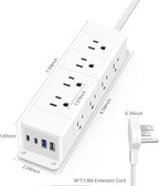 30W USB C Power Strip Surge Protector,Ultra Thin Flat Plug Power Strip 4 Side 12 Outlets,PD Fast Charing,2 USB-C, 2 USB-A(4 USB Total 40W),6ft Slim Extension Cord,16 in 1 Desk Power Bar,1200J White