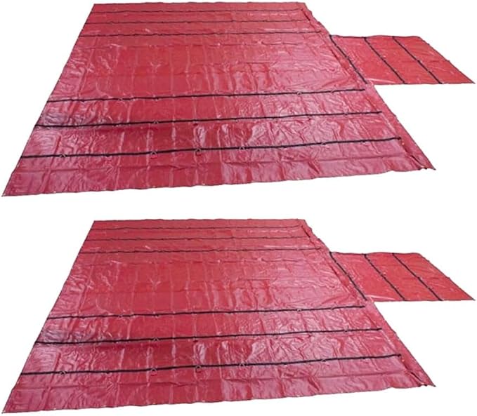 Mytee Products 2 Pack Truck Flatbed Tarps Combination 18oz/14oz Lumber Tarp 24x27 (8' Drop) - Red