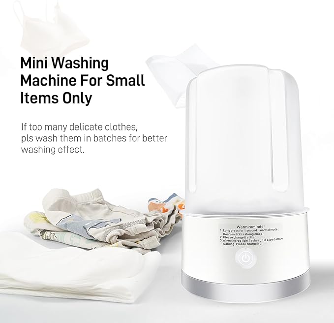 Portable Mini Washing Machine | Compact Deep Cleans Underwear, Baby Clothes, Small Laundry | Lightweight for Apartment, Dorm, Hotel, Travel & Camping | Quiet Energy-Efficient (White)