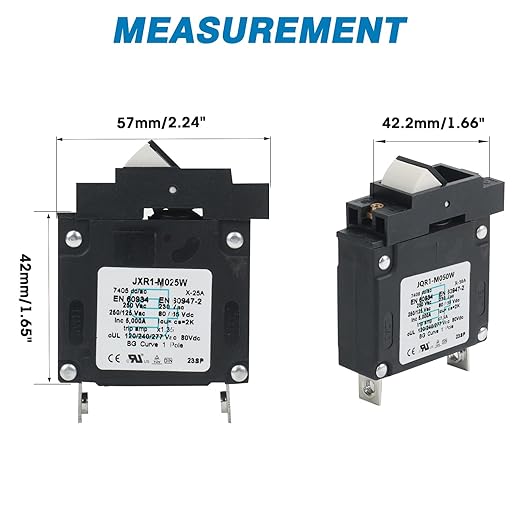 GLOSO Single Pole Miniature Circuit Breaker Manual Reset Switch Yachts Campers Caravans Control Panel M4 Screw Black Rocker 30A J1P