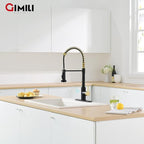 GIMILI Black and Gold Touchless Kitchen Faucet with AC Adapter, Smart Motion Sensor Hands Free Single Handle Kitchen Sink Faucet with Pull Down Sprayer