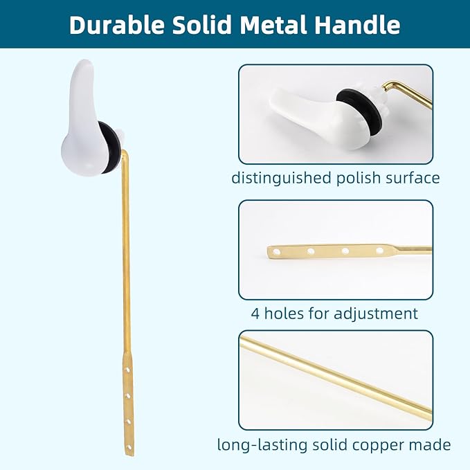 Hygie Rinse Metal Toilet Handle Replacement Kit Universal Front Mount Fit, Toilet Lever Compatible with American Standard/Glacier Bay/Gerber, Toilet Flush Handle with Flapper Chain, Chrome