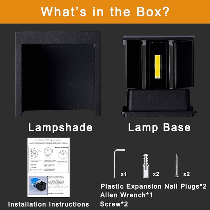 LANFU LED Aluminum Cube Square Wall Sconce Waterproof Outdoor Light Exterior Wall Lights fixtuers 20W 100-277V 2800K-3000K Not dimmable Warm Light 2LEDS Black-20W Outdoor Larger Version