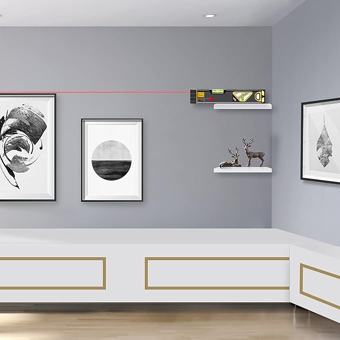 PREXISO 2-in-1 Laser Level 12 in Spirit Level with Light, 100Ft Alignment Point & 30Ft Leveling Line, Magnetic Laser Leveler Tool for Construction Picture Hanging Wall Writing Painting Home Renovation