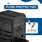 Ceptics Universal Travel Adapter, 35W International Power Adapter with PD & QC 3.0 Dual USB-C, 3 USB Travel Adapter Worldwide, Type I C G A Outlets 110V 220V A/C - EU Euro US UK (11-KU)