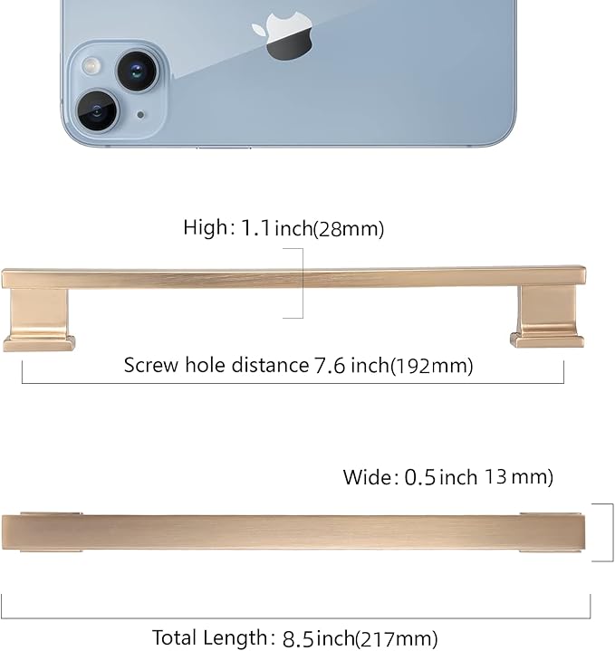 COTYKILEY 10 Pack 7.5 Inch(192mm) Champagne Copper Cabinet Handles Gold Kitchen Cabinet Pulls Cabinet Door Handles Kitchen Cabinet Hardware