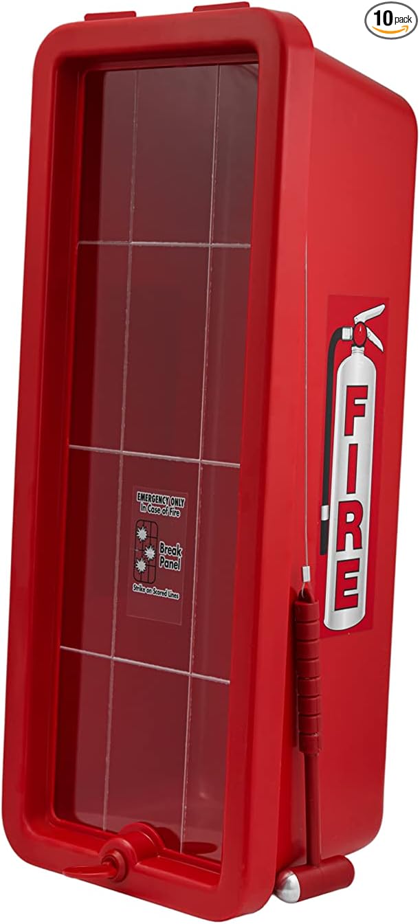 Fire Extinguisher Cabinet Fire Extinguisher Box Outdoor Fire Cabinet Mounted Fire Extinguisher Cabinet Fire Extinguisher Cover (Red with Hammer Attachment, Rx350, Plastic, 20 Pounds, 10, AKA1)